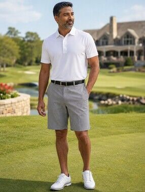 Ben Hogan Performance Golf Shorts Gray Active Flex 10" Flat Front 34